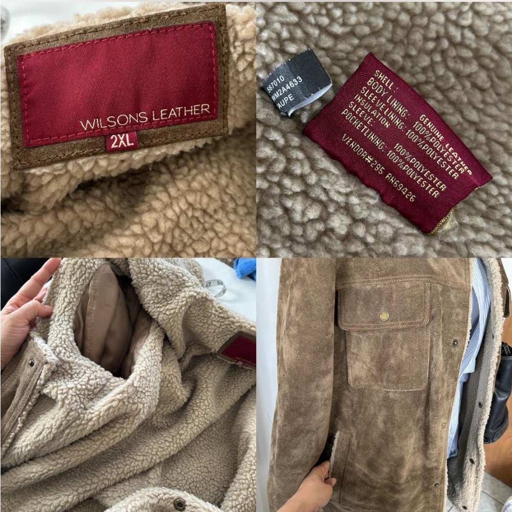 Vintage Wilson’s Leather Brown Weathered Suede Sherpa Lined Men’s Jacket. - Picture 7 of 8